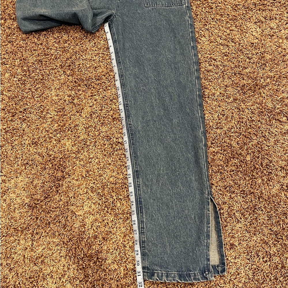 NWT WeWoreWhat Slouchy Slit Denim Overalls - Steel - Picture 14 of 16